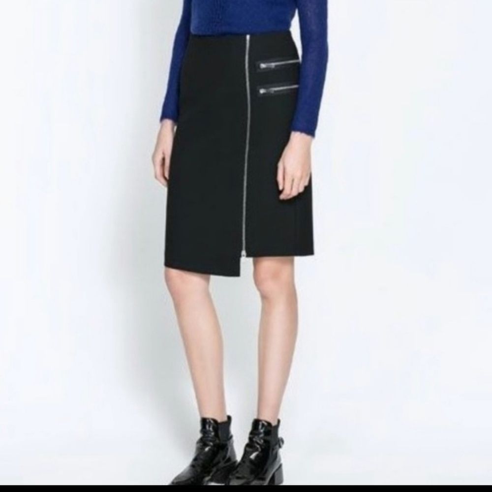 Zara Woman Zipper Assymetrical Skirt